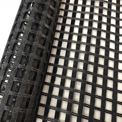 Черная земная стеклоткань Geogrid сетки стабилизации для мостовой цемента