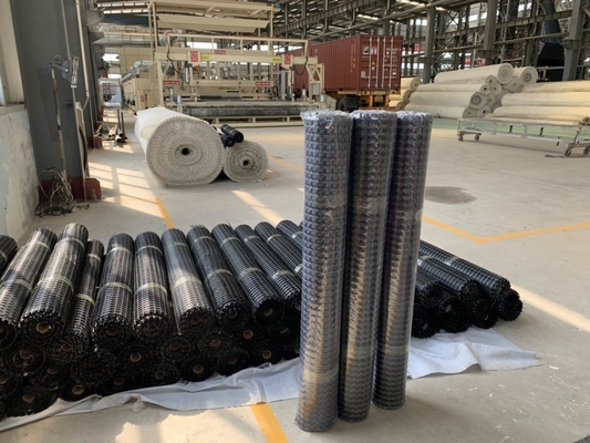 Черная земная стеклоткань Geogrid сетки стабилизации для мостовой цемента
